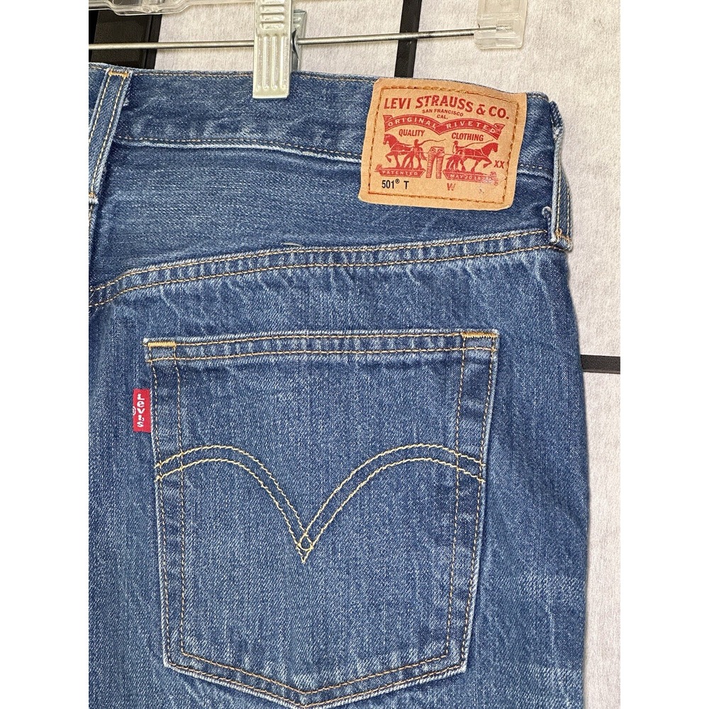 Levis 501T Jeans Blue Button Fly True 30x28‎ Modern Big - Pre Shrunk Extra Slim - Picture 4 of 11